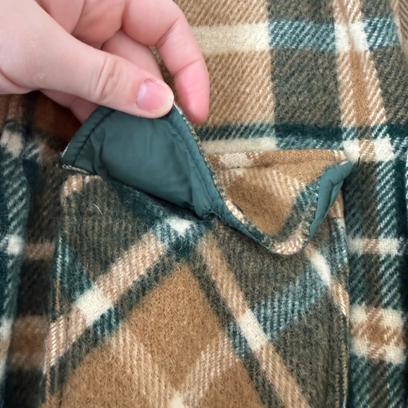 Vintage 60’s Men’s M L.L. Bean Wool Plaid Shirt Jacket Freeport Maine Tan Green - Picture 7 of 16